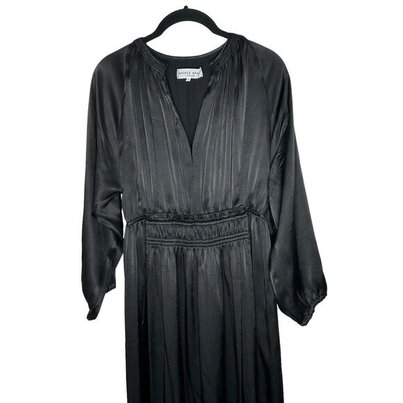 A Piece Apart Midi Dress 4 Witchy Gothic Gypsy Smocked Wednesday Pleated Black - Picture 6 of 13